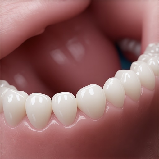 Futuristic dental laboratory showcasing innovative crowns with nanotechnology and bioactive surfaces