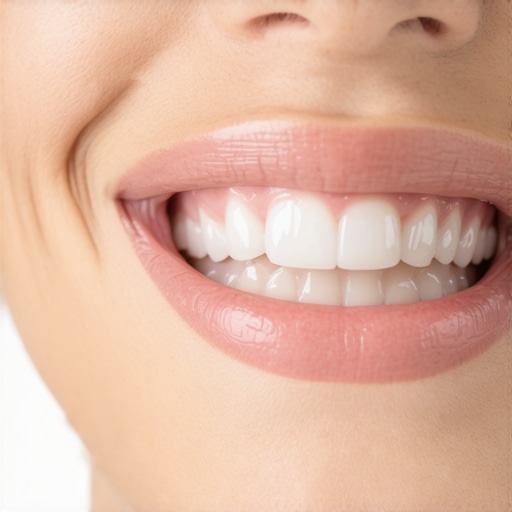 Healthy Smile with Crowns and Invisalign Person showing a bright, confident smile with dental crowns and Invisalign in a modern dental clinic