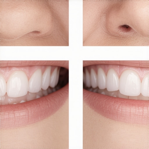 Close-up of digital smile design process with crown overlays