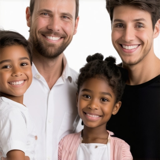 Family trust in dental care Happy family with their dentist in a modern dental clinic