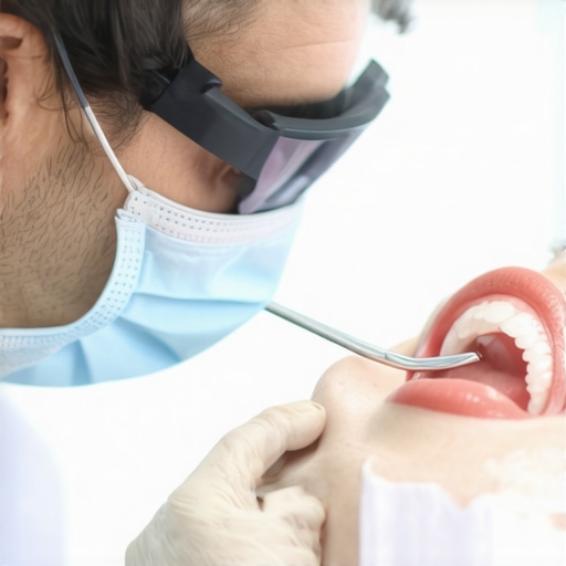 Dentist using digital imaging technology to assess patient’s dental health