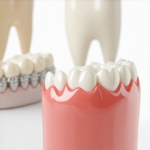 Close-up of dental crowns and Invisalign aligners demonstrating craftsmanship and fit