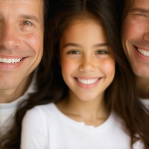 Happy family smiling confidently after dental treatments