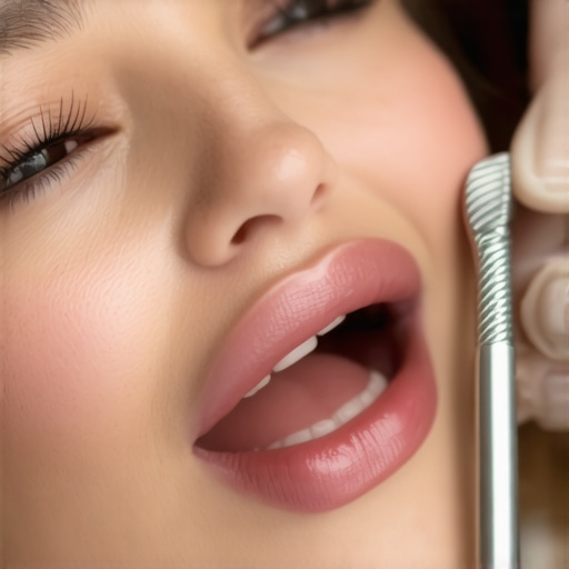 Dentist inspecting a patient's crown in a clinical setting