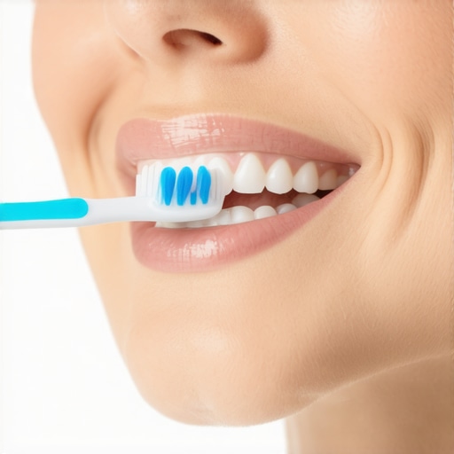Person gently brushing teeth with soft-bristled toothbrush