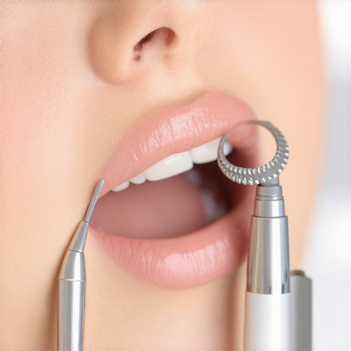 Dentist inspecting a dental crown using digital devices