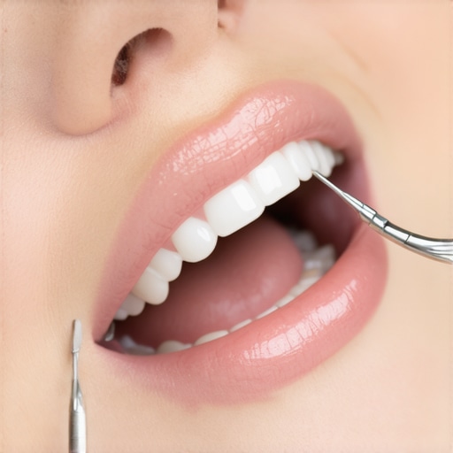 A dentist inspecting a patient's teeth with a flashlight and mirror.