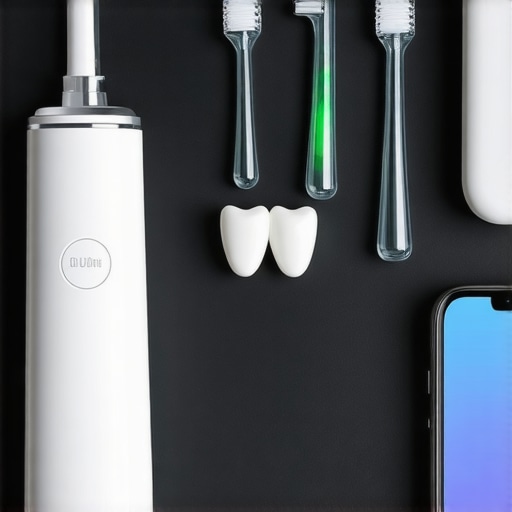 Essential Tools for Dental Maintenance in 2026 A collection of advanced dental care tools including a water flosser, interdental brushes, and a smartphone displaying an oral health app.