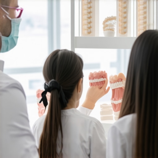 Family dental consultation showing crown options