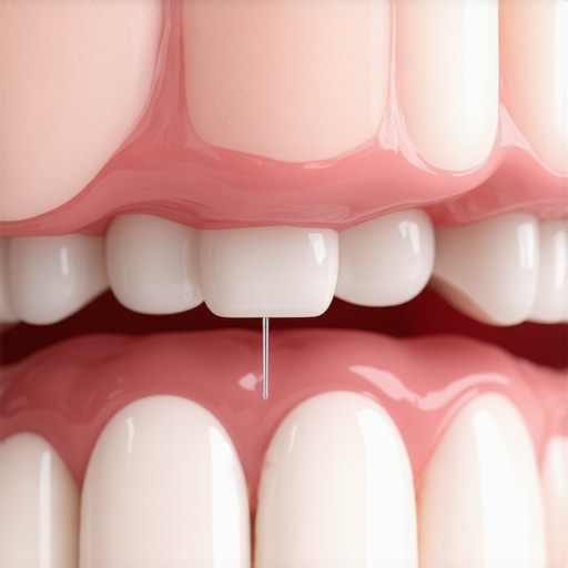 Dentist applying nano-seal to secure dental crown during checkup