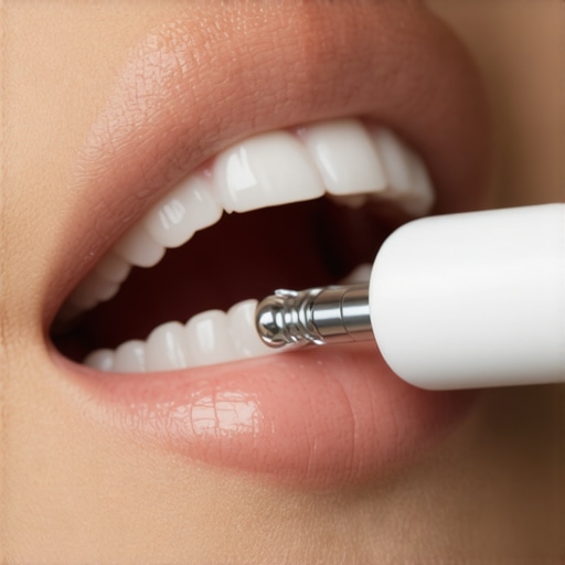 A person using a handheld digital intraoral scanner for oral health check-up