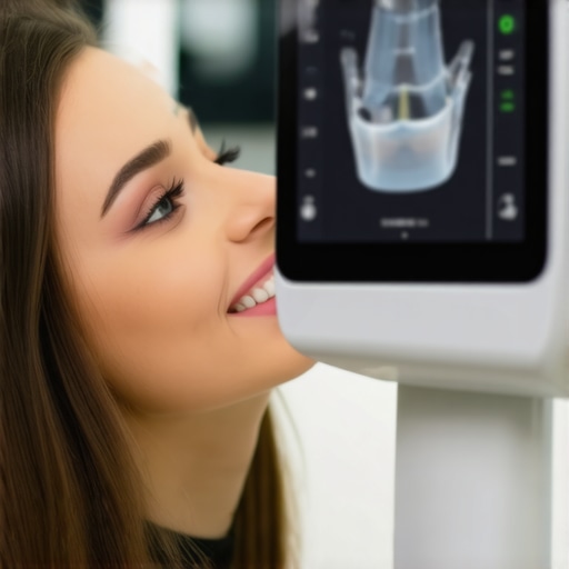 Dentist performing AI-powered digital cavity scan with family patient in modern clinic