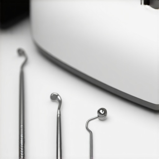 A high-tech ultrasonic cleaner cleaning dental appliances including crowns and Invisalign attachments in a clinical setting