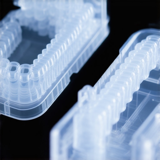 Close-up of genuine Invisalign packaging and aligners showing security features