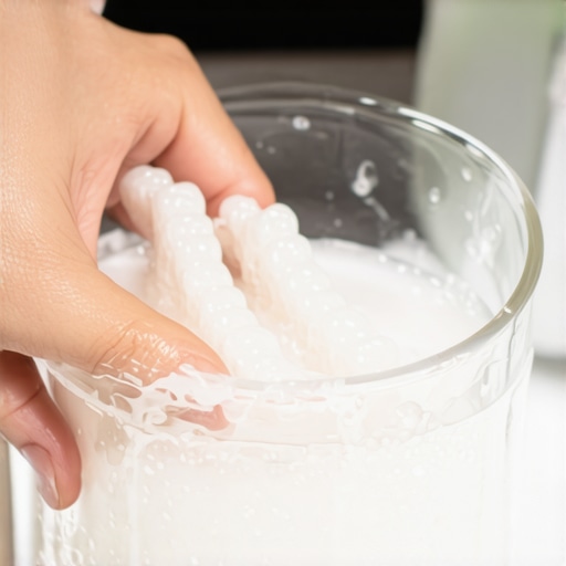 Invisalign trays soaking in a natural cleaning solution for clarity