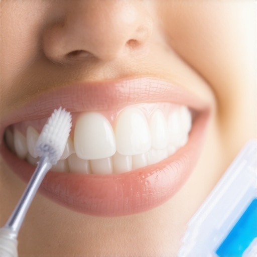Person using toothbrush and tablet to clean clear aligners properly