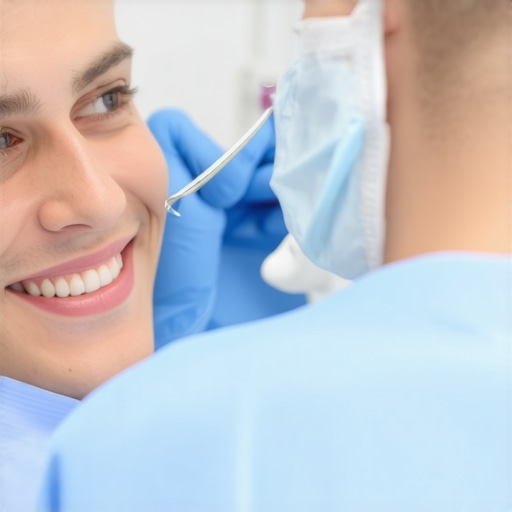 Expert explaining crown materials to patient Dental professional discussing crown choices with patient
