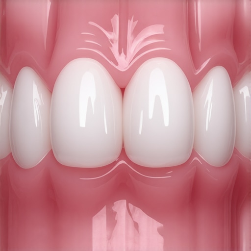 Dentist fitting a dental crown during procedure