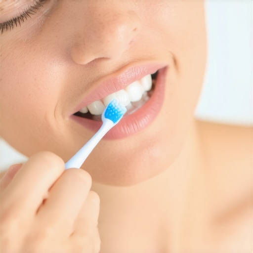 Person brushing teeth with soft toothbrush