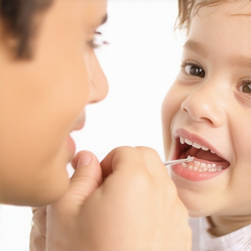Parent inspecting child's teeth for signs of misalignment and bite issues