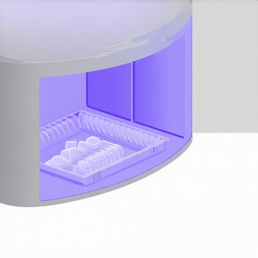 A person placing Invisalign trays into a UV sterilizer to ensure proper hygiene and maintenance.