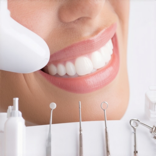 Person cleaning Invisalign trays with ultrasonic device in a modern dental clinic setting.