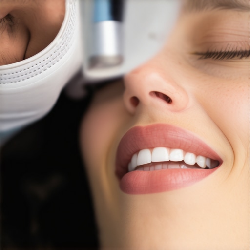 Dentist discussing crown options with patient in clinic