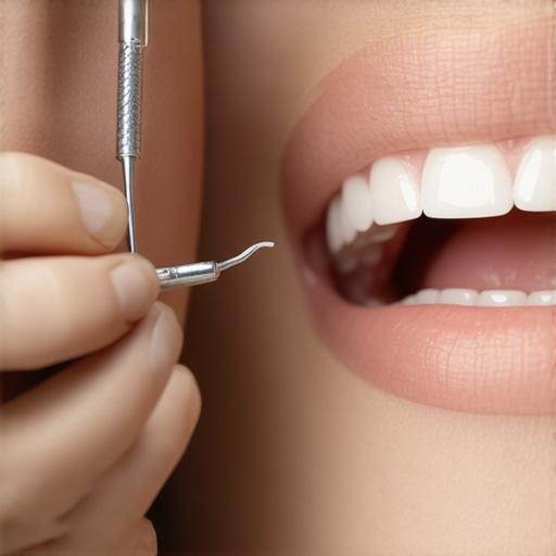 Dentist examining a patient's dental crown for stability and fit