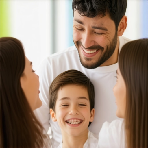 Family consulting with orthodontist about Invisalign treatment