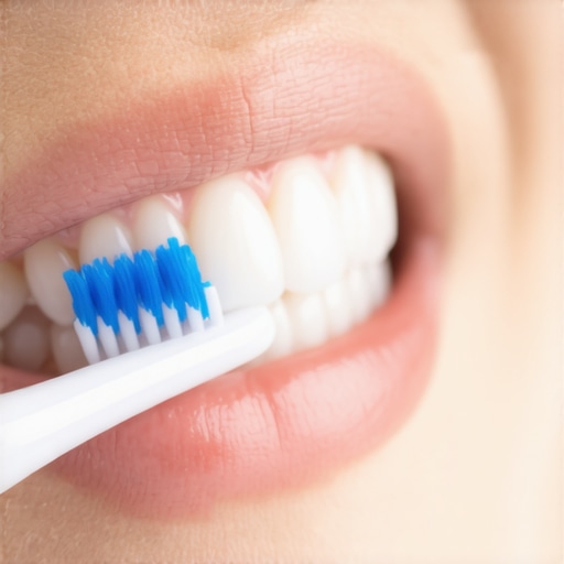 Gentle Brushing Technique for Mouth Sores A soft-bristled toothbrush carefully cleaning around a mouth sore