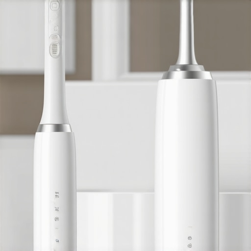 Electric toothbrush and water flosser ready for oral care.