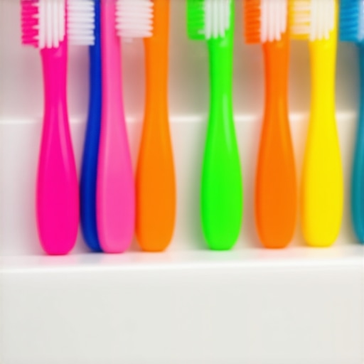 Children's toothbrushes and floss ready for use for summer oral care.