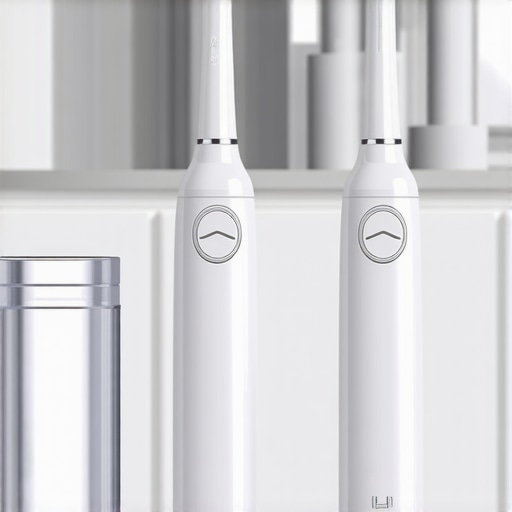 Close-up of a water flosser and sonic toothbrush ready for use in maintaining oral health.