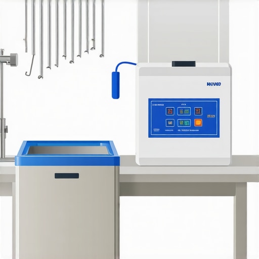 Ultrasonic dental cleaner and UV sterilizer working together to clean dental tools and appliances.