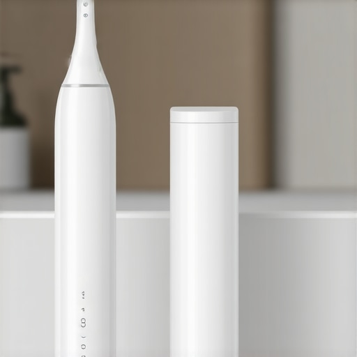 A high-tech sonic toothbrush and water flosser ready for use in dental care routine.