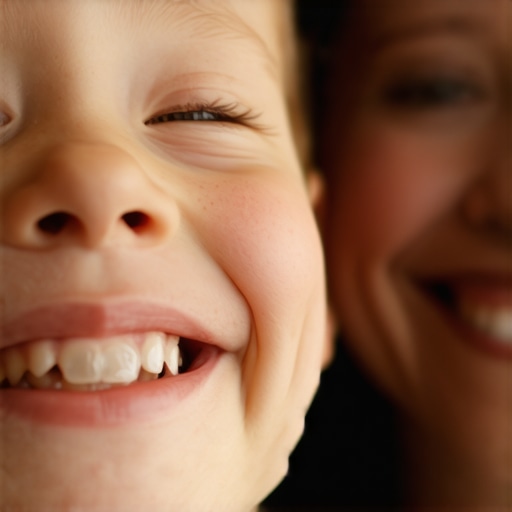 A worried parent examining their child's chipped tooth in a family dentist's office.