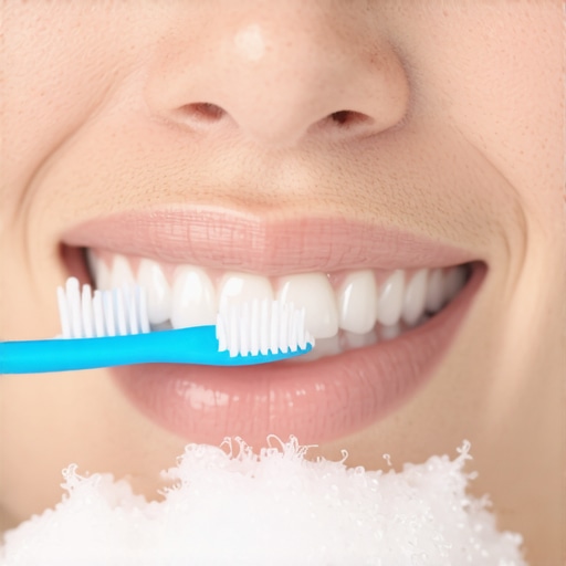 Person cleaning Invisalign trays using a toothbrush and mild soap to prevent chemical odors.