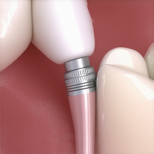 Dentist fitting a dental crown onto a molar