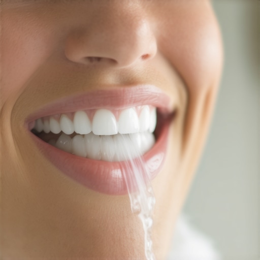 A person using a Waterpik water flosser to clean between teeth for better oral health.