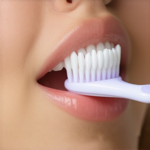 Person brushing gums softly with a soft toothbrush