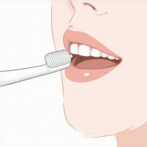 Person gently brushing teeth with a soft toothbrush to reduce post-treatment sensitivity