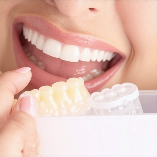 Person using a soft snack and warm water to seat stubborn Invisalign aligners.