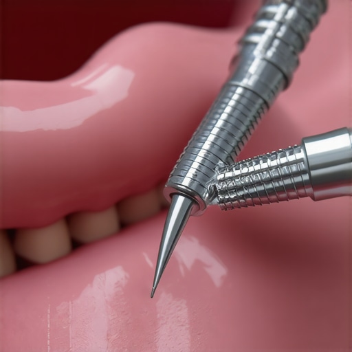 Precision in Crown Fitting Dentist carefully fitting a crown onto a patient's tooth, emphasizing detail and technique