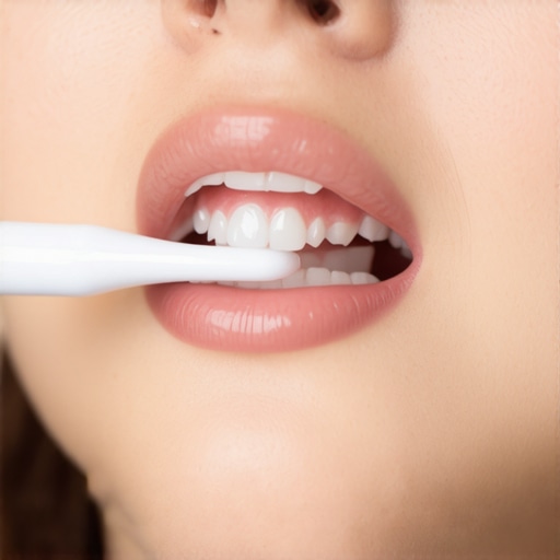 Proper Electric Toothbrush Technique for Gums Person demonstrating gentle gum brushing with an electric toothbrush.