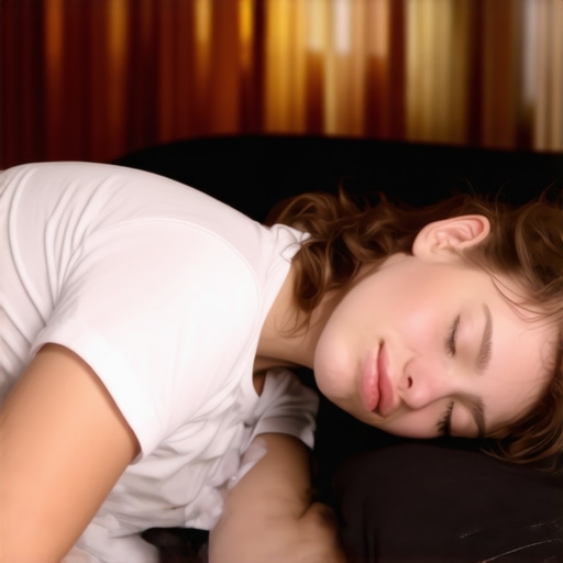 Person sleeping with supportive pillow on back, neck aligned