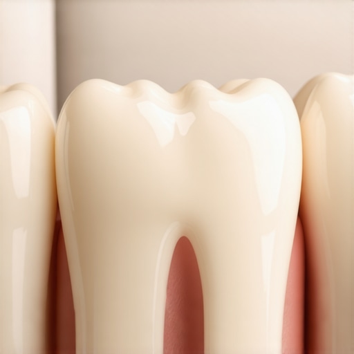 A close-up view of a high-quality dental crown used to fix a chipped tooth.
