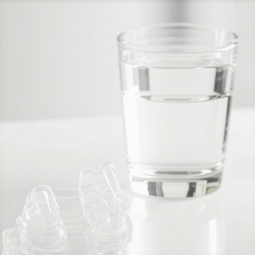 A professional dental night guard A clear dental night guard used to prevent teeth grinding and jaw pain.