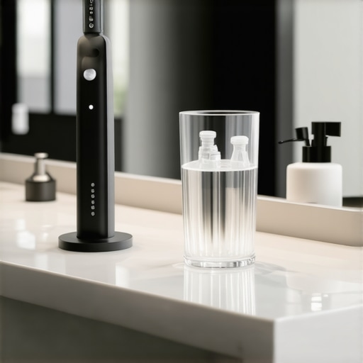 Advanced Home Dental Maintenance Tools Sonic toothbrush and water flosser displayed as essential tools for long-term oral health maintenance.