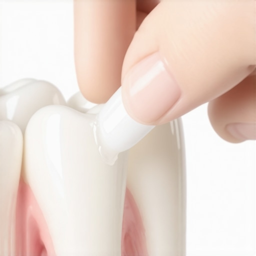 Applying Orthodontic Wax for Invisalign Comfort Close up of person applying orthodontic wax to a sharp Invisalign attachment to prevent lip irritation.