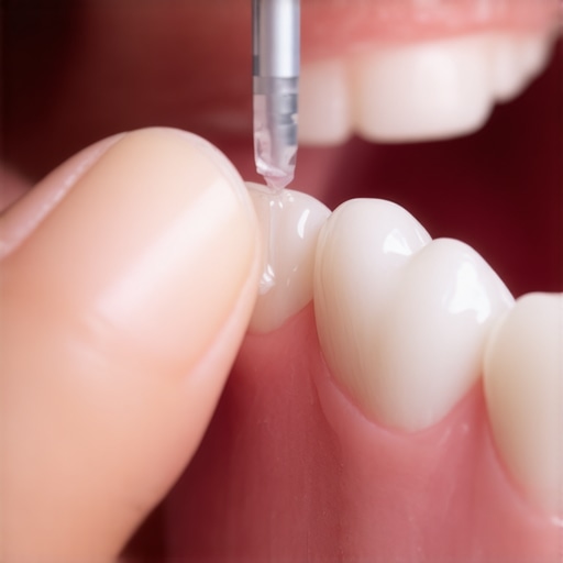 A person using dental wax to smooth a sharp tooth edge at home